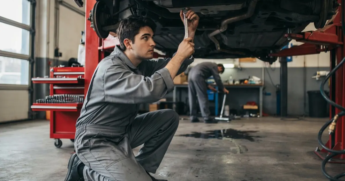 Students training in a auto tech program