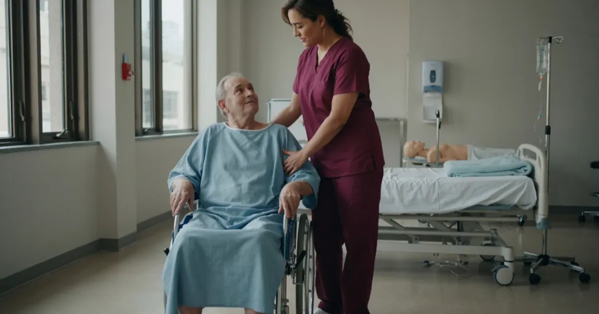 Students training in a cna program