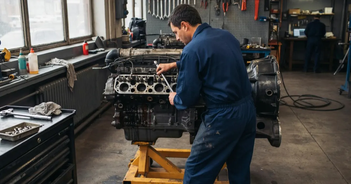 Students training in a diesel tech program