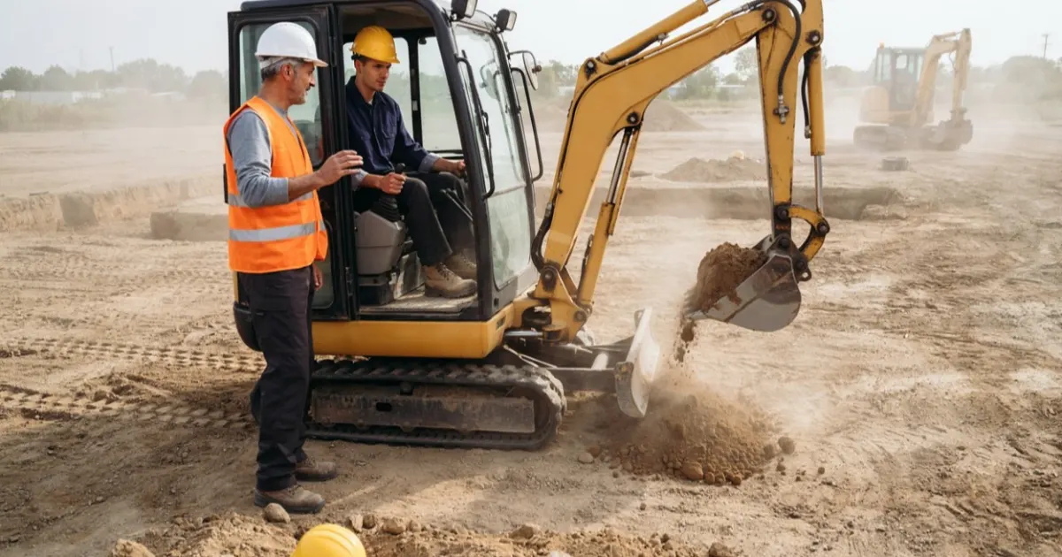 Students training in a heavy equipment program