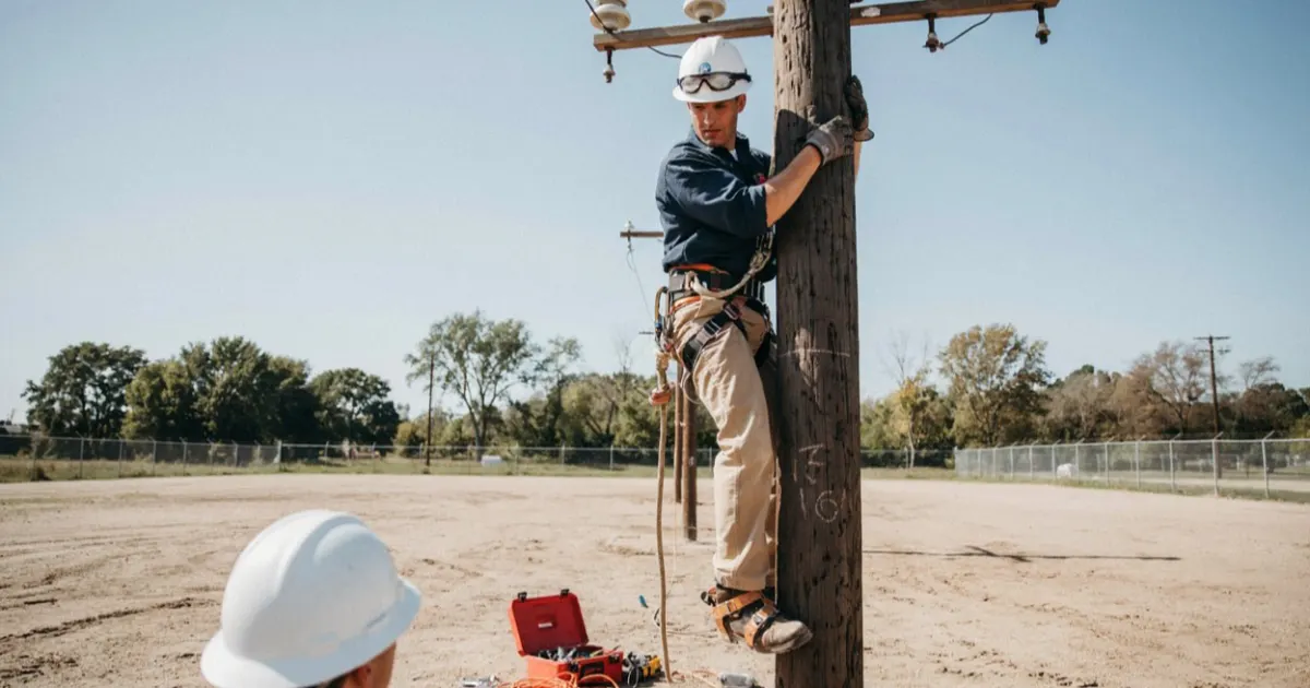 Students training in a lineworker program