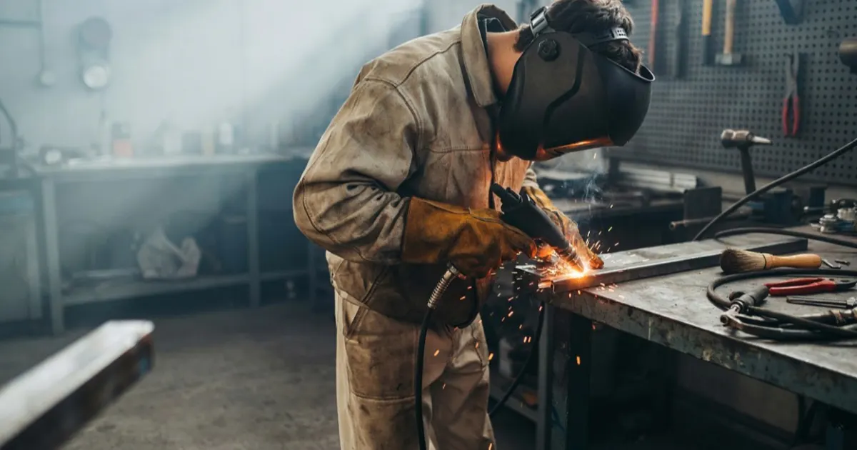 Students training in a welding program